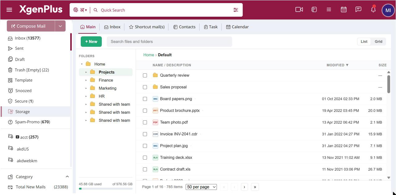 Storage with the Search files and folders box at the top